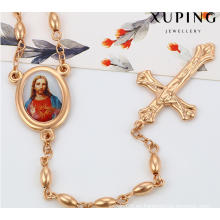 43061 Encanto de moda Jesus Cross Rose Collar de cadena de la joyería de cobre de imitación de aleación de oro